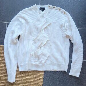 3.1 Phillip Lim White Twisted Cable Knit Crew Neck Sweater Size Small